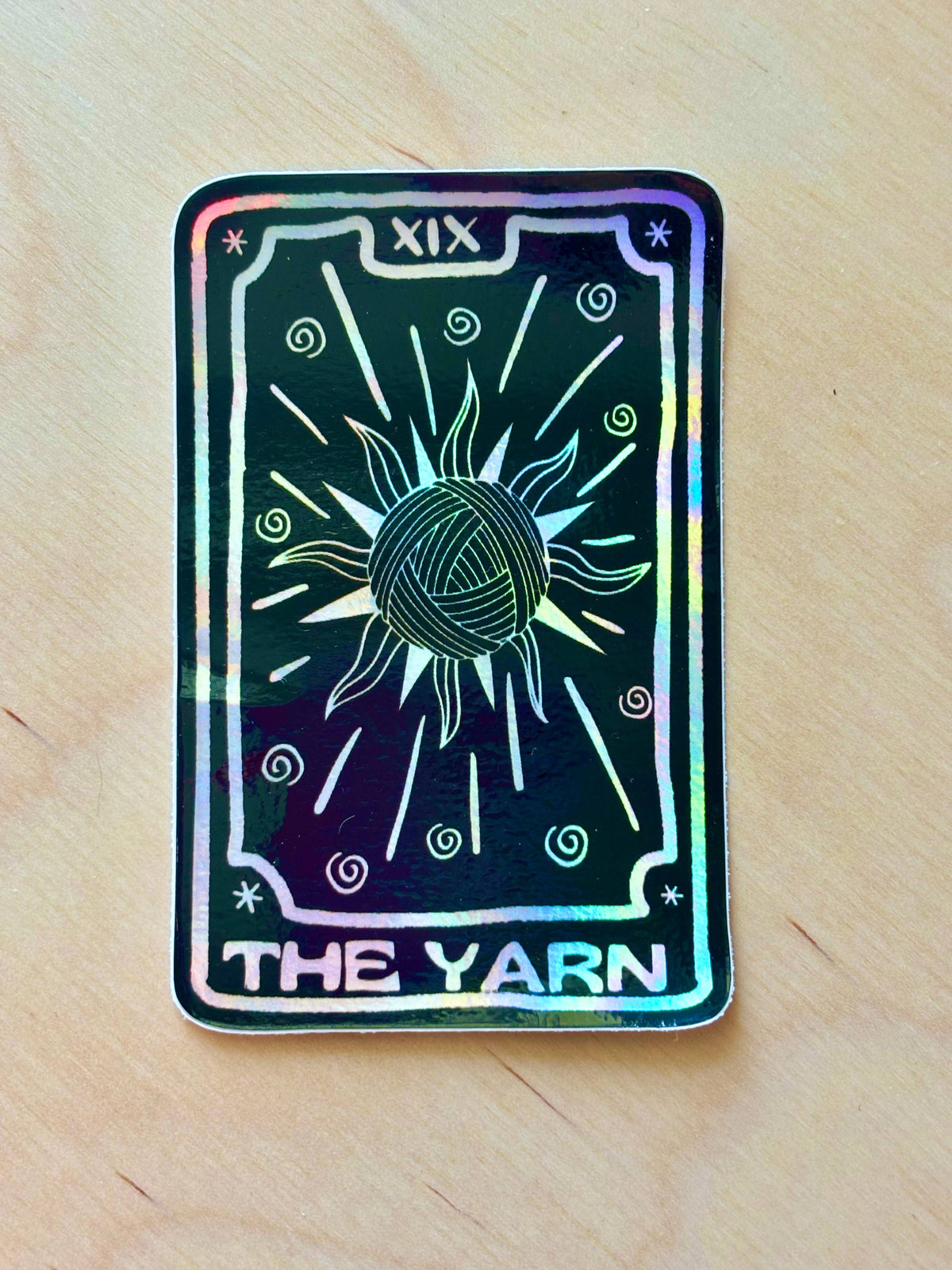 HOLO Yarn Tarot Card Sun Moon - Vinyl Laptop Bumper Sticker