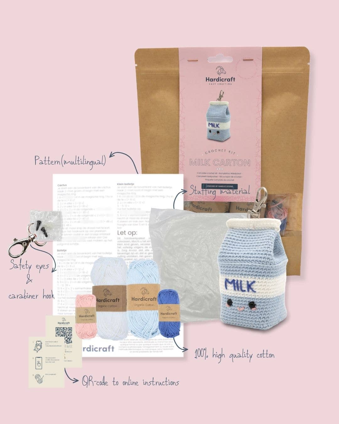 Milk Carton Bag Charm Crochet Kit
