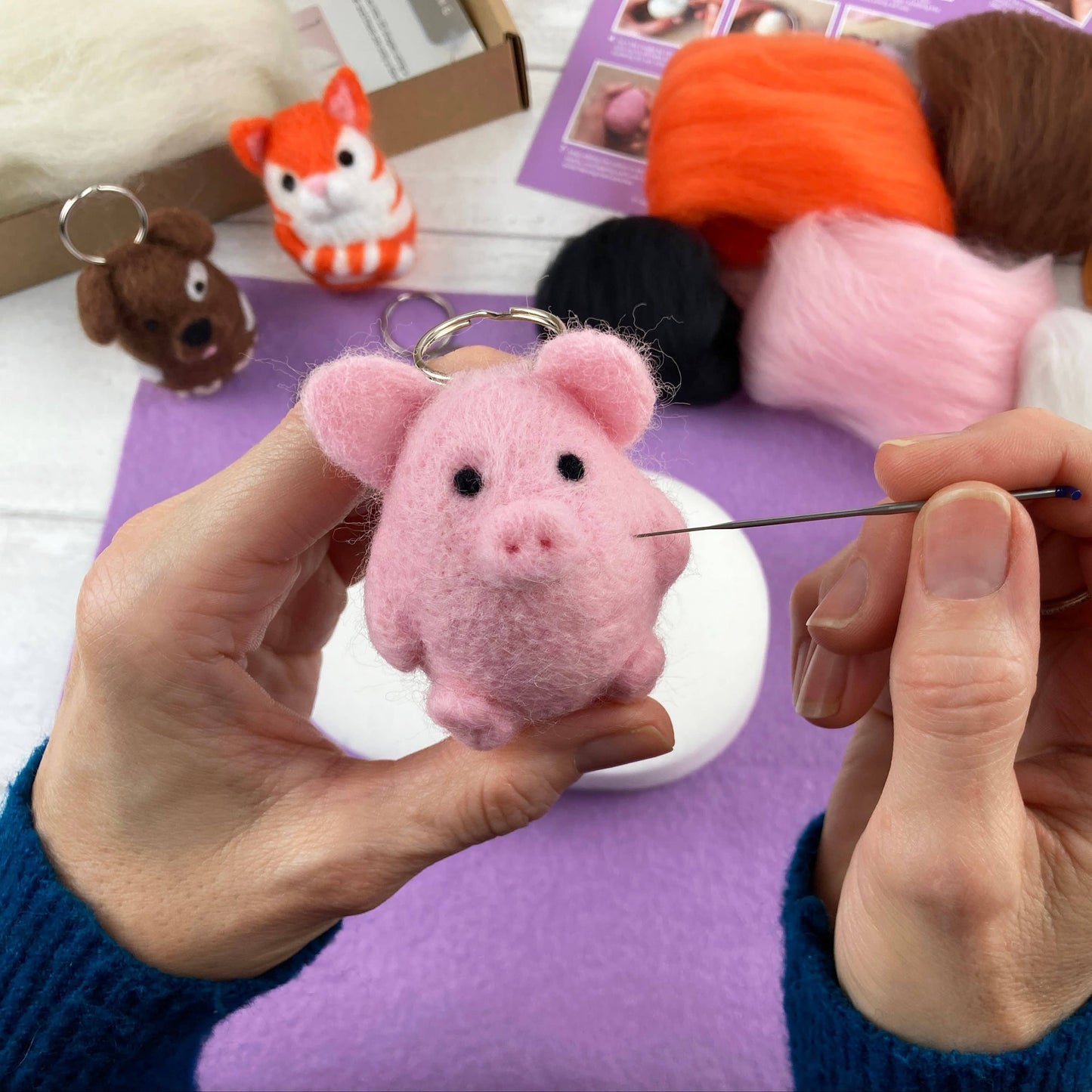 Needle Felting Kit - Mini Pets 1. Make THREE felt animals.